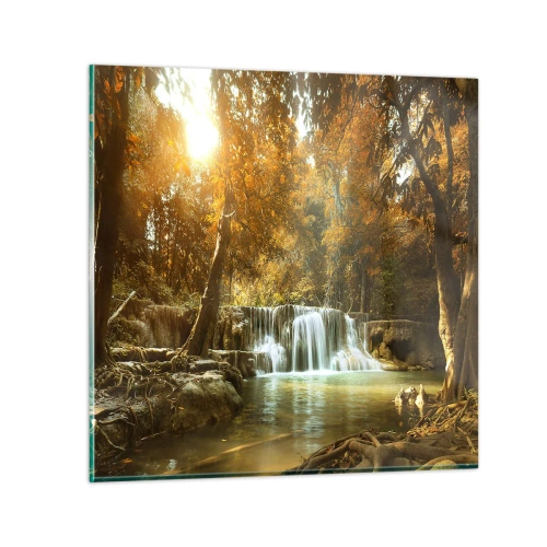 Impression sur verre - Image sur verre - Cascade du parc - 50x50 cm