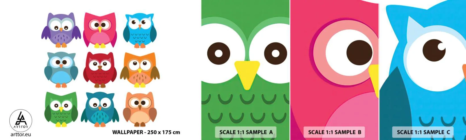 Échantillon de Papier Peint Autocollant Deluxe Sticker - C'est amusant d'être différent - Pour les enfants, Hibou, Graphique - 100x30 cm