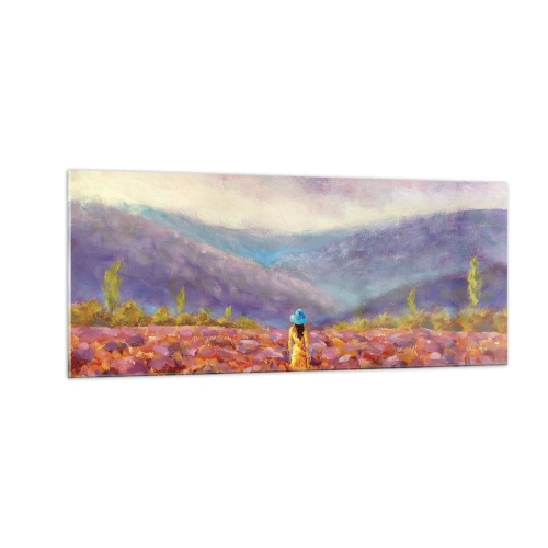 Impression sur verre - Image sur verre - Dans un monde lavande - 100x40 cm