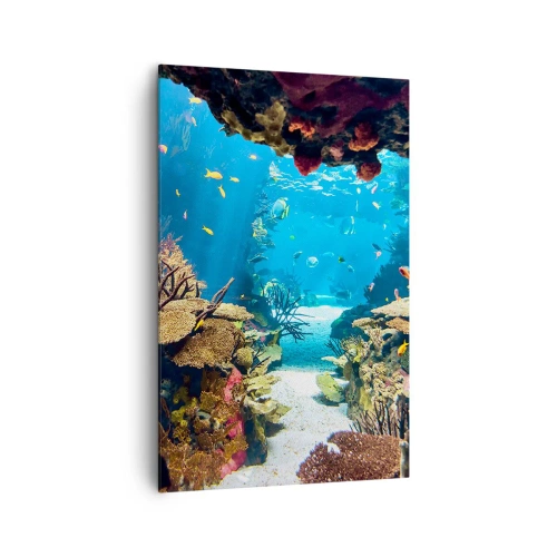 Impression sur toile - Image sur toile - Monde sous-marin avec récif corallien et poissons - 80x120cm - Tu ne l'as même pas rêvé - Décoration murale moderne pour le salon et la chambre ARTTOR