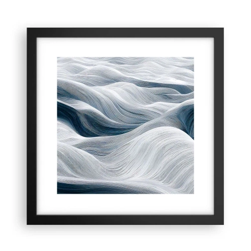 Affiche dans un cadre noir - Poster - Vagues blanches et bleues - 30x30 cm