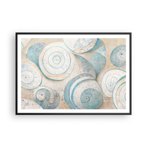 Affiche dans un cadre noir - Poster - Coquillages abstraits aux tons pastel - 100x70cm - Que cache la coque ? - Décoration murale moderne pour le salon et la chambre ARTTOR