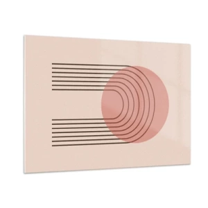 Impression sur verre - Image sur verre - Graphismes géométriques minimalistes dans des tons beiges - 100x70cm - Attraction irrésistible - Décoration murale moderne pour le salon et la chambre ARTTOR