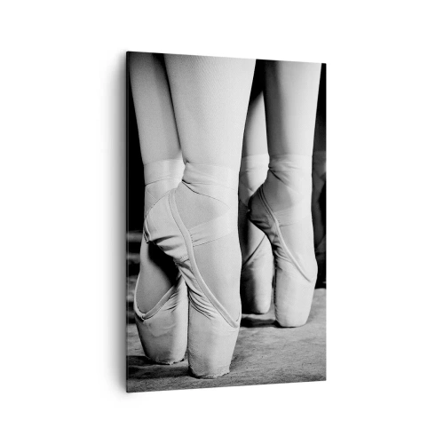 Impression sur toile - Image sur toile - Photo en noir et blanc des chaussures de ballet des danseurs - 80x120cm - Ensemble, simple - Décoration murale moderne pour le salon et la chambre ARTTOR