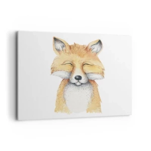 Impression sur toile - Image sur toile - Un renard aquarelle avec un sourire dans un style minimaliste - 100x70cm - Humeurs de renard - Décoration murale moderne pour le salon et la chambre ARTTOR