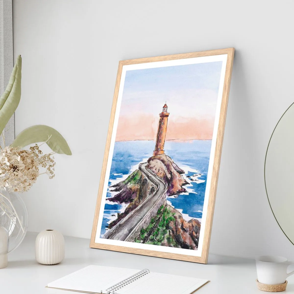 Affiche dans un chêne clair - Poster - Face à la mer - 70x100 cm