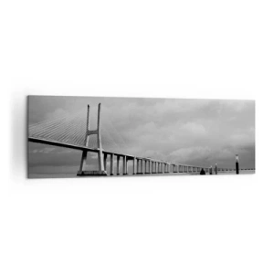 Impression sur toile - Image sur toile - Un pont suspendu au-dessus de l'eau en noir et blanc - 160x50cm - A tous ceux qui lui sont important - Décoration murale moderne pour le salon et la chambre ARTTOR