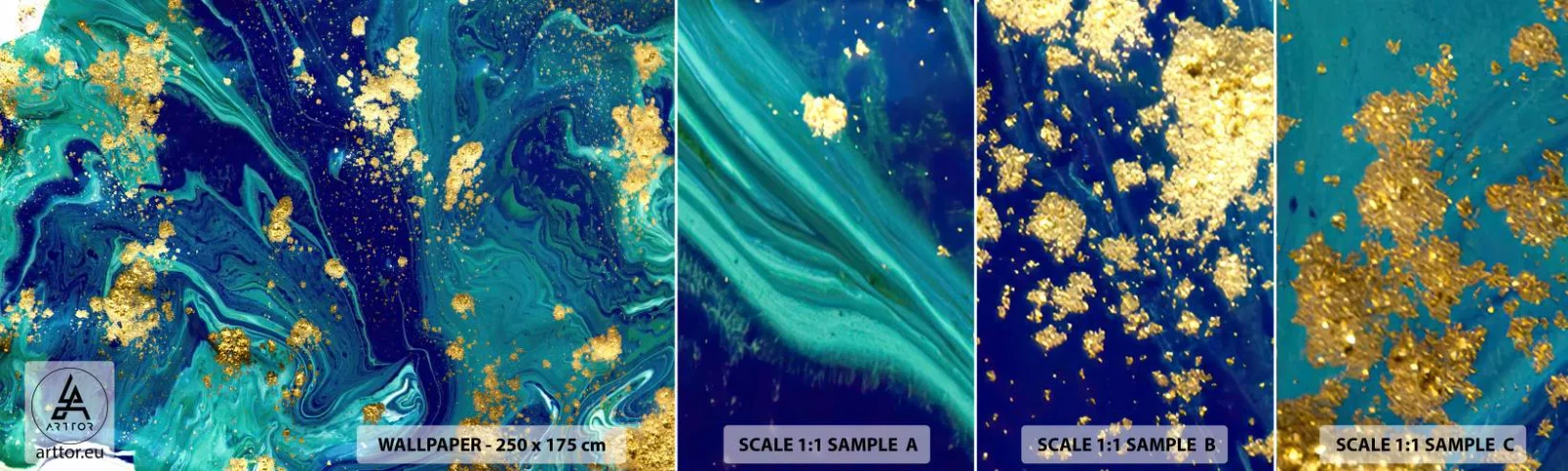 Échantillon de Papier Peint Autocollant Deluxe Sticker - Les pétales du soleil - Abstraction, Morceau, Graphique - 100x30 cm