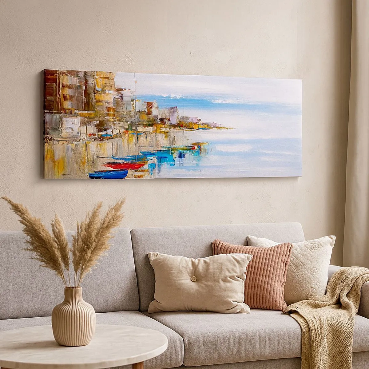 Impression sur toile - Image sur toile - Un havre urbain multicolore - 100x40 cm