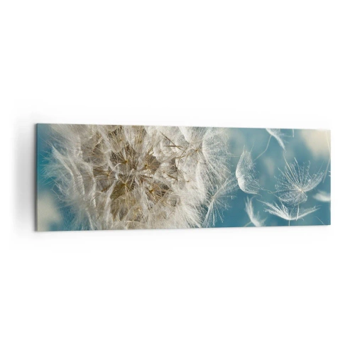 Impression sur toile - Image sur toile - Un pissenlit soufflé contre un ciel bleu - 160x50cm - souffle d'ange - Décoration murale moderne pour le salon et la chambre ARTTOR