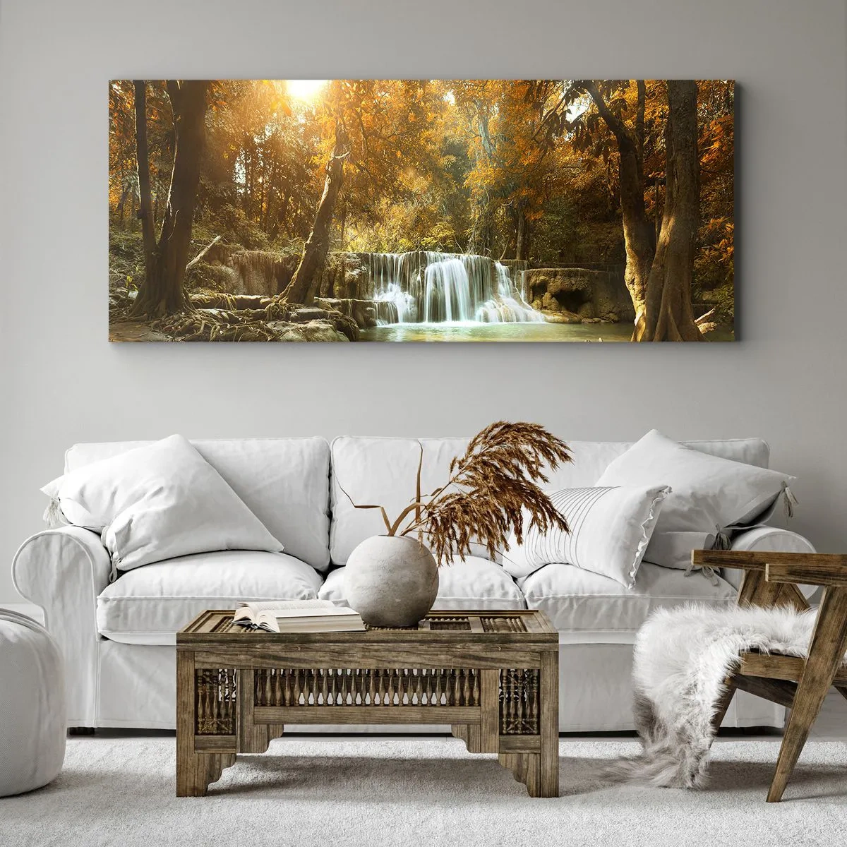 Impression sur toile - Image sur toile - Cascade du parc - 90x30 cm