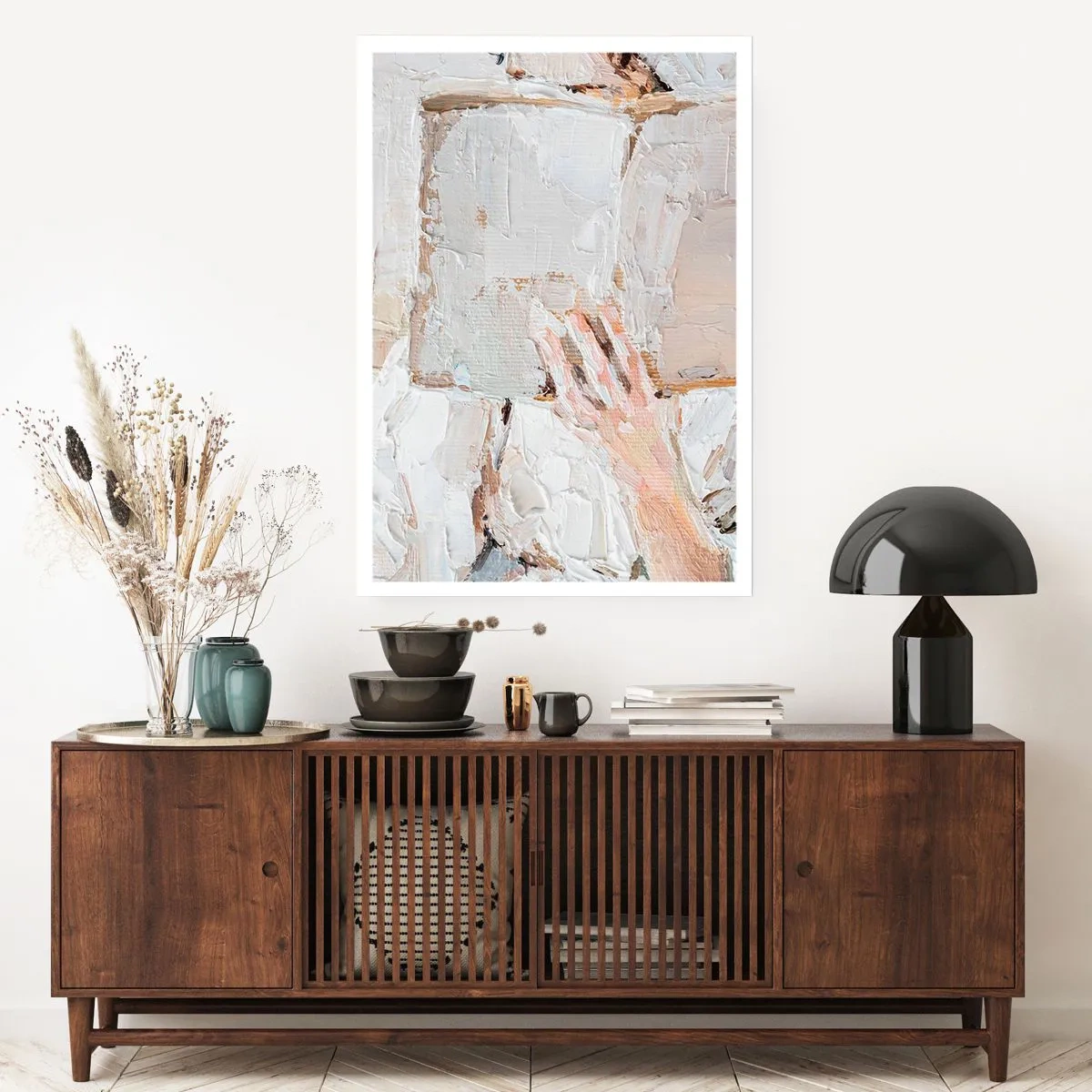 Affiche - Poster - Une image texturée d'une main tenant un livre ouvert. - 50x70cm - Dans un autre monde - Décoration murale moderne pour le salon et la chambre ARTTOR