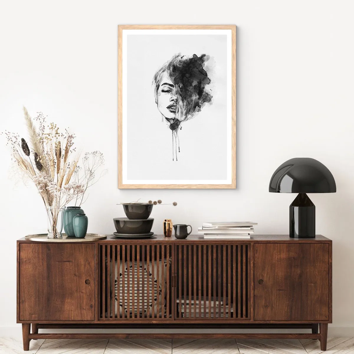 Affiche dans un chêne clair - Poster - De quoi rêve la fille - 70x100 cm