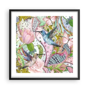 Affiche dans un cadre noir - Poster - Empêtré dans les vignes - 50x50 cm