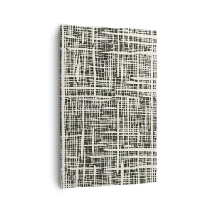 Impression sur toile - Image sur toile - Un motif géométrique ressemblant à une grille sur un fond clair - 80x120cm - Composition tissée - Décoration murale moderne pour le salon et la chambre ARTTOR