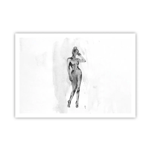 Affiche - Poster - Croquis d'une silhouette de femme en nuances de gris - 100x70cm - Etude de l'idéal de la féminité - Décoration murale moderne pour le salon et la chambre ARTTOR