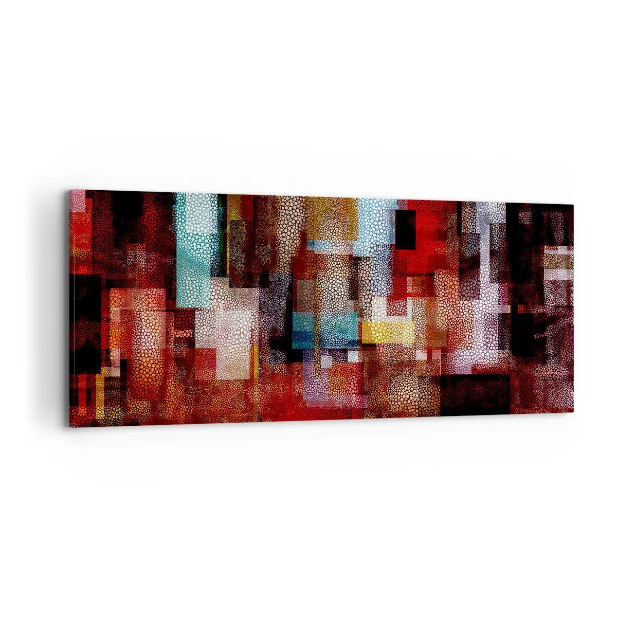Impression sur toile - Image sur toile - Abstraction géométrique dans des tons intenses de rouge - 120x50cm - Mélange de confusions - Décoration murale moderne pour le salon et la chambre ARTTOR