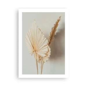 Affiche - Poster - Feuilles de palmier séchées dans un arrangement minimaliste sur un fond clair - 50x70cm - Quand tu dois t’apaiser - Décoration murale moderne pour le salon et la chambre ARTTOR