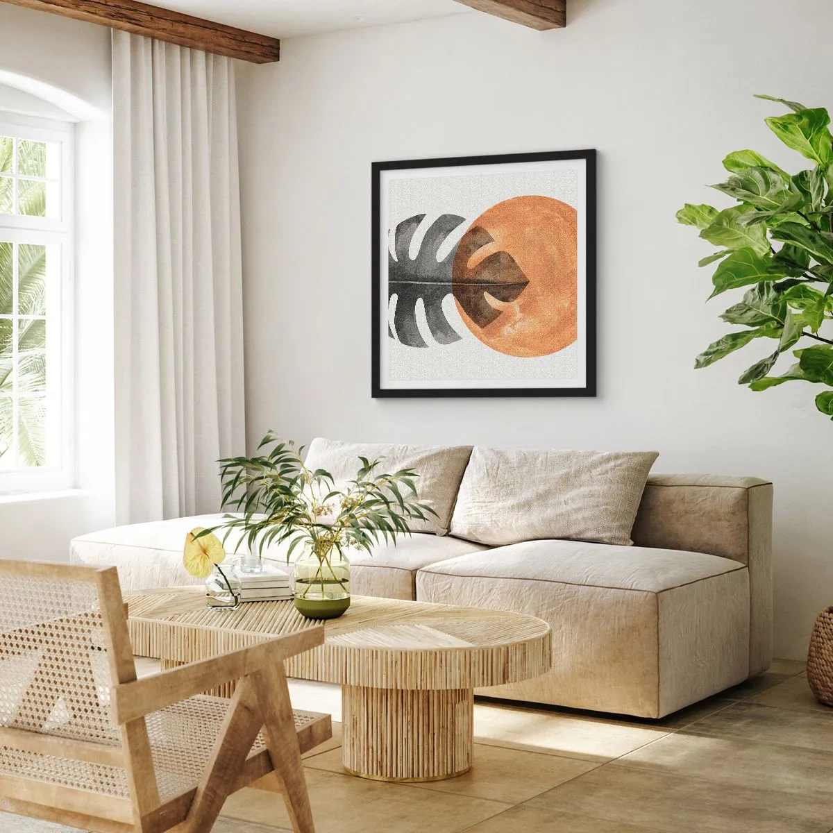 Affiche dans un cadre noir - Poster - Toujours le soleil - 40x40 cm