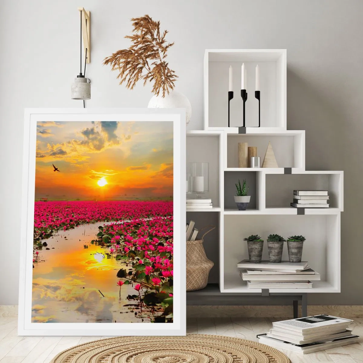 Affiche dans un cadre blanc - Poster - La vie secrète du lac - 50x70 cm