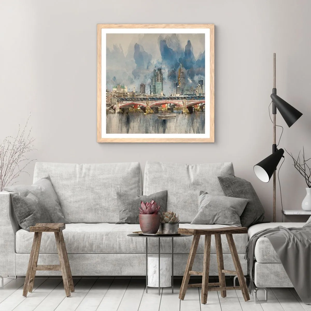 Affiche dans un chêne clair - Poster - Londres dans toute sa splendeur - 30x30 cm