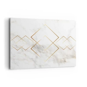 Impression sur toile - Image sur toile - Losanges dorés minimalistes sur fond de marbre - 100x70cm - Vue à l'infini - Décoration murale moderne pour le salon et la chambre ARTTOR