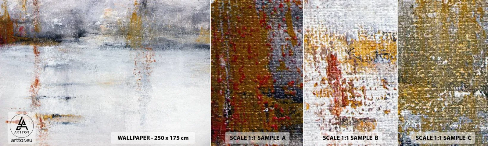 Échantillon de Papier Peint Autocollant Deluxe Sticker - Derrière l'air un rideau - Abstraction, Morceau, Peinture - 100x30 cm