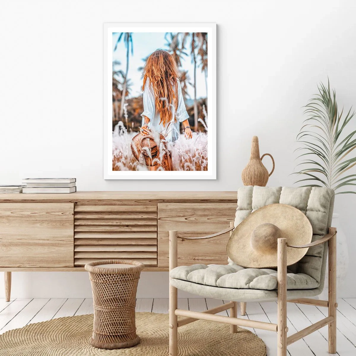 Affiche dans un cadre blanc - Poster - Né de peluches d'herbe - 70x100 cm
