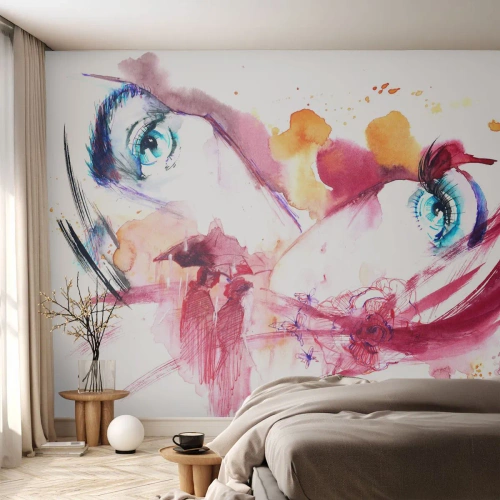 Papier peint sur mesure Premium Sand - Le monde prospère dans la proximité - Abstraction, Visage de femme, Yeux féminins