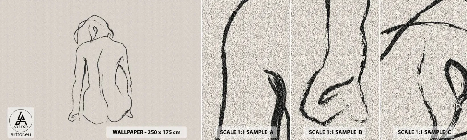 Échantillon De Papier Peint Standard Eco - Femme nue - Acte, Doubler, Dessin - 100x30 cm