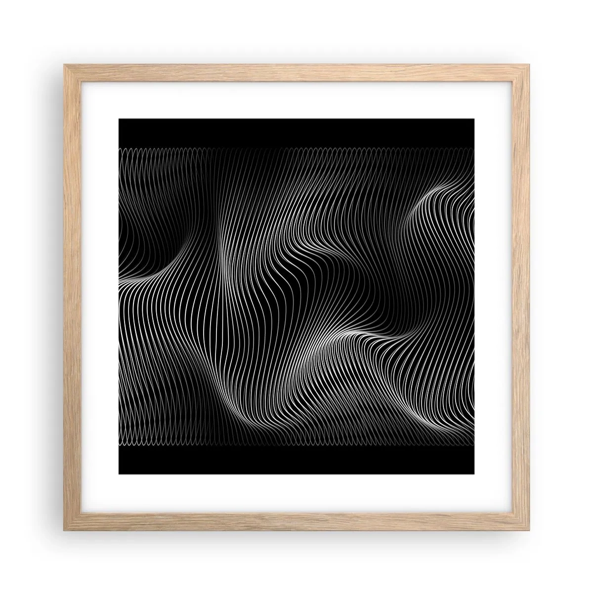 Affiche dans un chêne clair - Poster - Danse de lumière dans l'espace - 40x40 cm