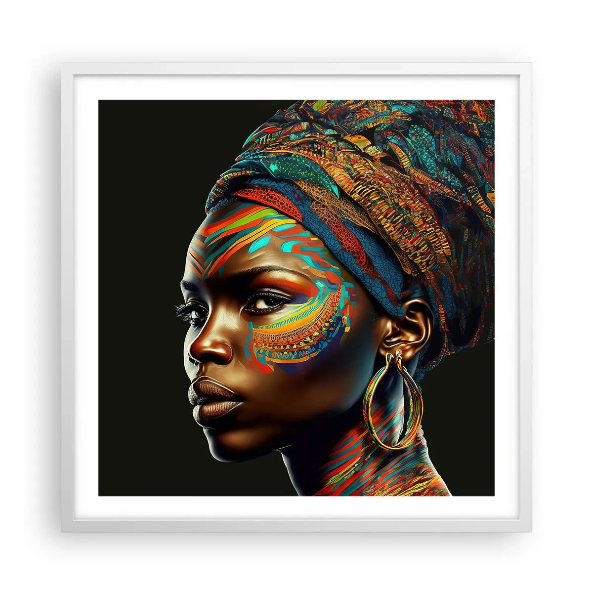 Affiche dans un cadre blanc - Poster - reine africaine - 60x60 cm