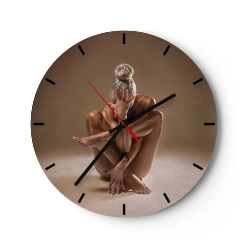 Horloge murale - Pendule murale - Une femme dans une pose artistique sur un fond neutre - 30x30cm - Unité du corps et de l'âme - Décoration murale moderne pour le salon, la cuisine et la chambre ARTTOR