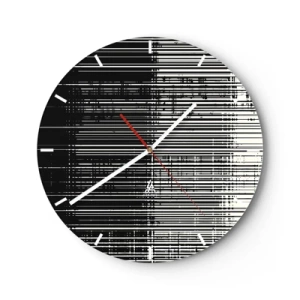Horloge murale - Pendule murale - Rayures noires et blanches créant l'effet de vagues et de vibrations - 30x30cm - Ondes et vibrations - Décoration murale moderne pour le salon, la cuisine et la chambre ARTTOR