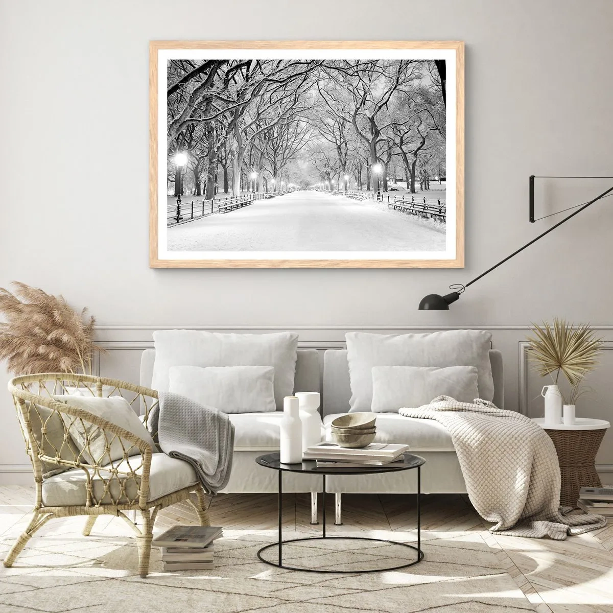 Affiche dans un chêne clair - Poster - Les quatres saisons – l’hiver - 100x70 cm