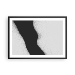 Affiche dans un cadre noir - Poster - Motif abstrait noir et blanc avec des points délicats sur toile - 70x50cm - Équilibre fluide - Décoration murale moderne pour le salon et la chambre ARTTOR