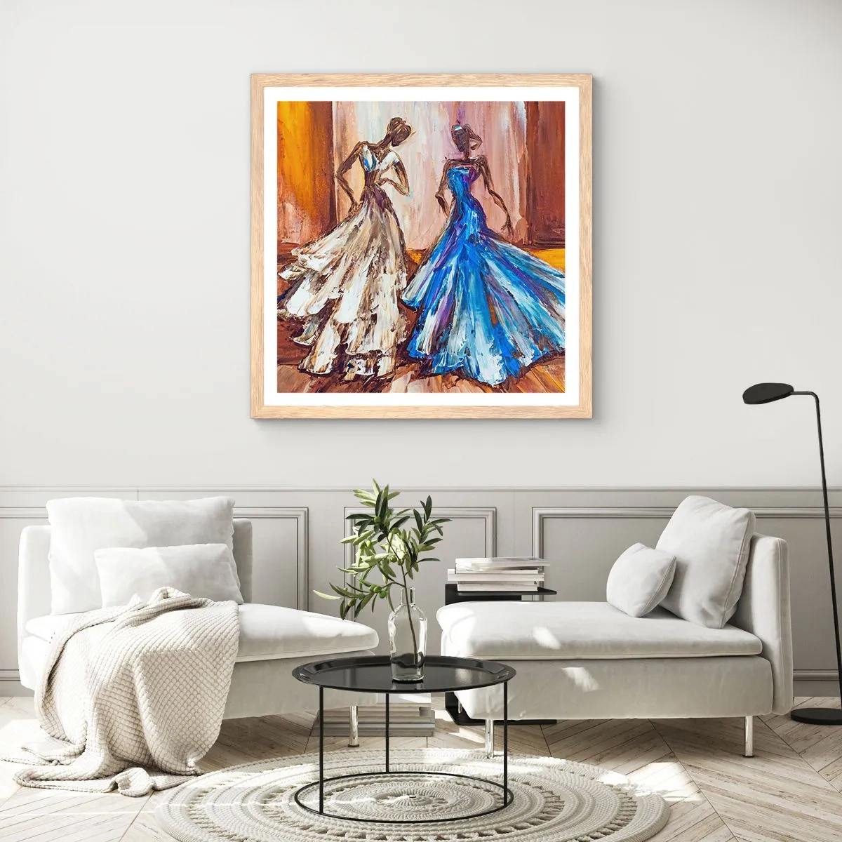 Affiche dans un chêne clair - Poster - Un duo reconnaissant - 60x60 cm