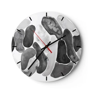 Horloge murale - Pendule murale - Formes organiques grises ressemblant à des pierres - 30x30cm - Abstraction rocheuse - Décoration murale moderne pour le salon, la cuisine et la chambre ARTTOR