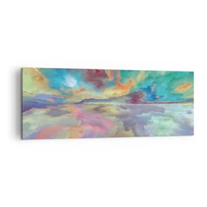Impression sur toile - Image sur toile - Paysage de nuages colorés dans un style abstrait - 140x50cm - Deux paradis - Décoration murale moderne pour le salon et la chambre ARTTOR