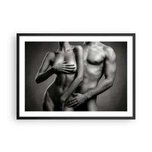 Affiche dans un cadre noir - Poster - Représentation en noir et blanc de corps féminins et masculins dans une pose artistique - 70x50cm - Adam et Eve - Décoration murale moderne pour le salon et la chambre ARTTOR