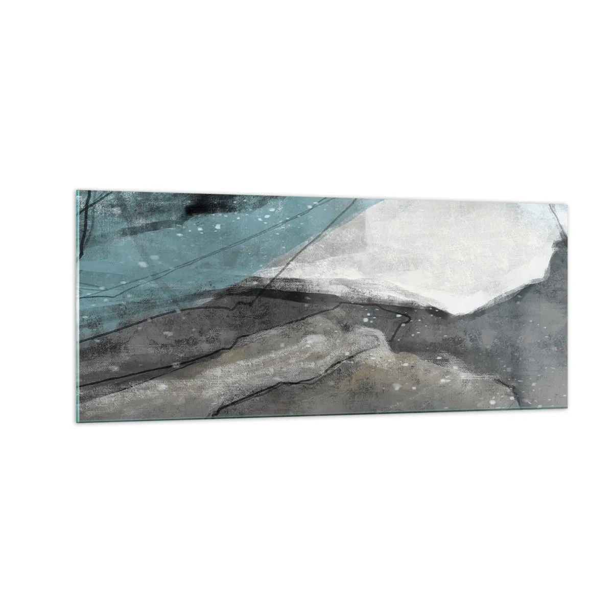 Impression sur verre - Image sur verre - Résumé : roches et glace - 100x40 cm