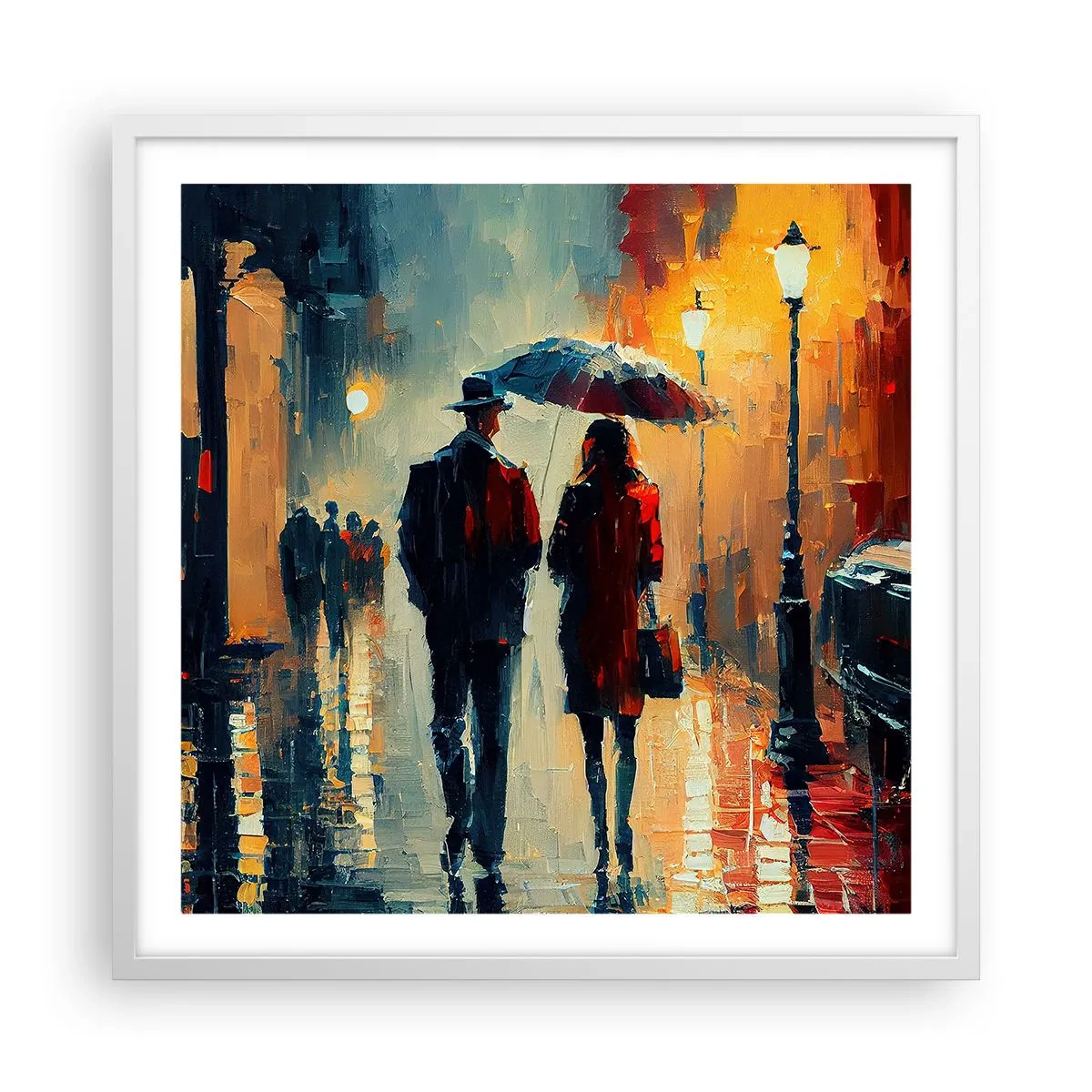 Affiche dans un cadre blanc - Poster - Histoire d'amour urbaine - 60x60 cm