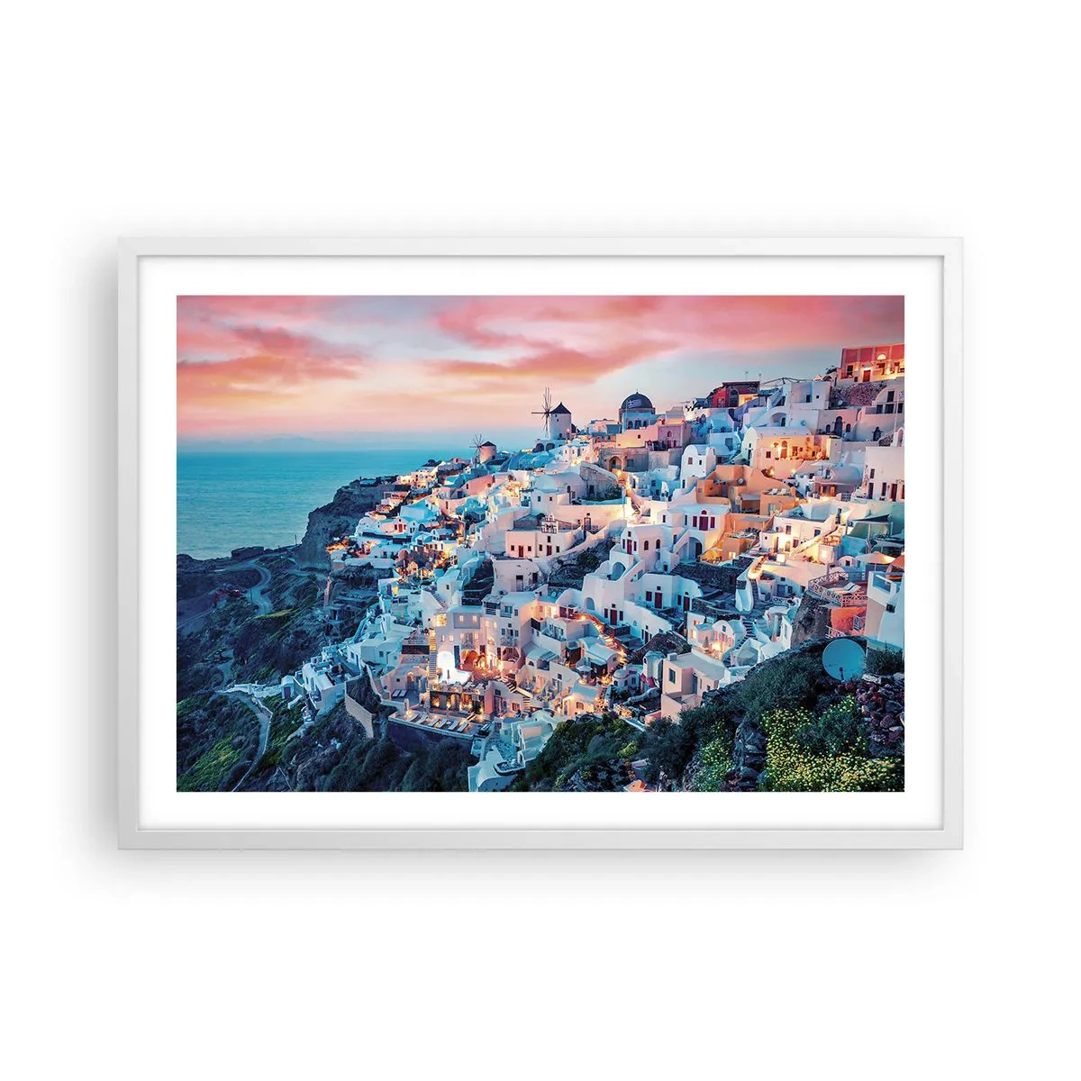 Affiche dans un cadre blanc - Poster - Vos grandes vacances en Grèce - 70x50 cm