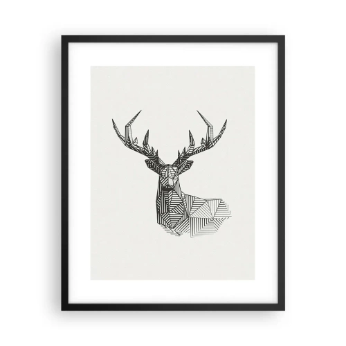 Affiche dans un cadre noir - Poster - Cerf dans un style cubique - 40x50 cm