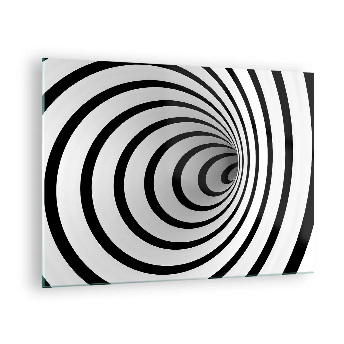Impression sur verre - Image sur verre - Motif en spirale abstrait en noir et blanc - 70x50cm - Tu ne peux pas y résister aussi ? - Décoration murale moderne pour le salon et la chambre ARTTOR
