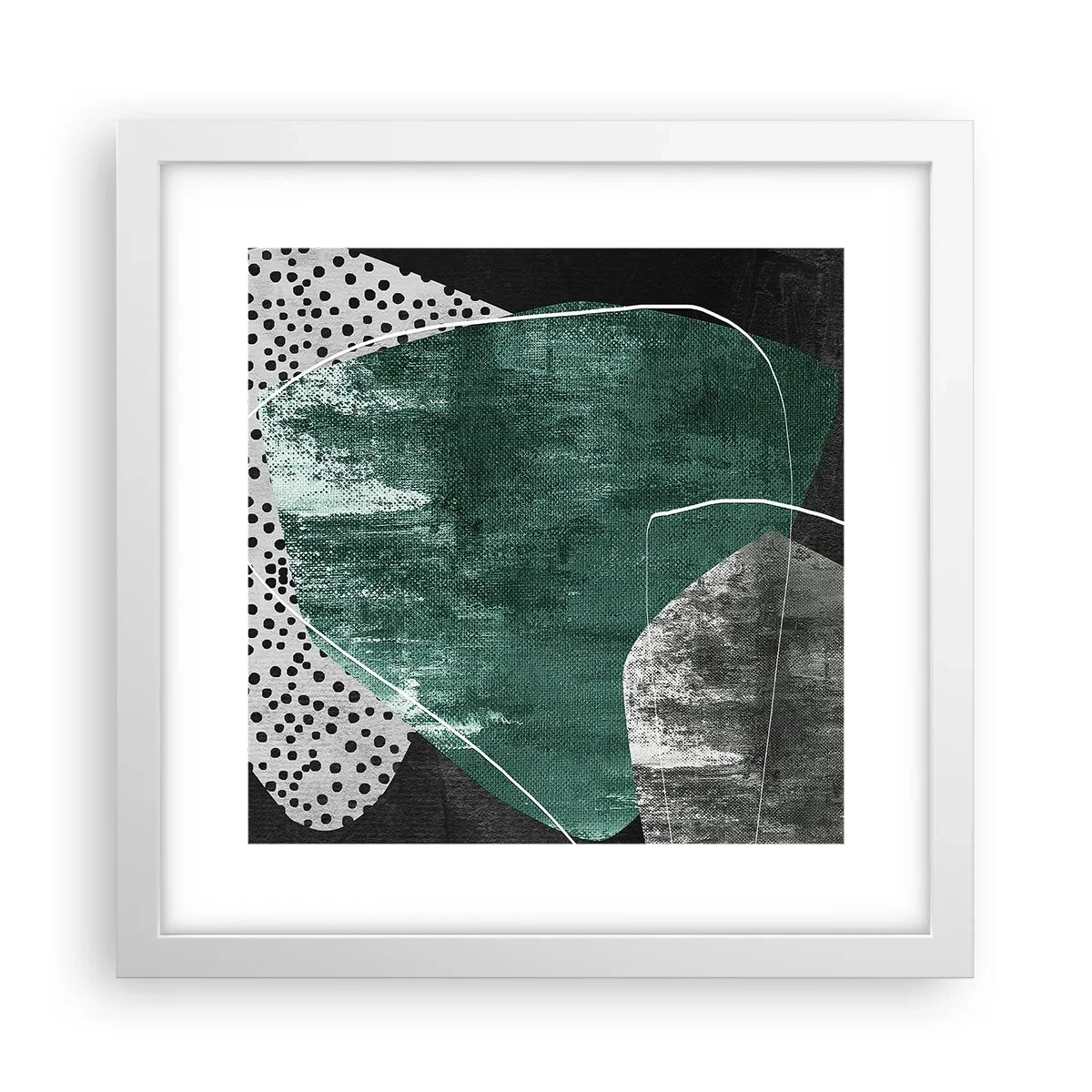 Affiche dans un cadre blanc - Poster - Abstraction colorée avec feuille d'or - 30x30 cm