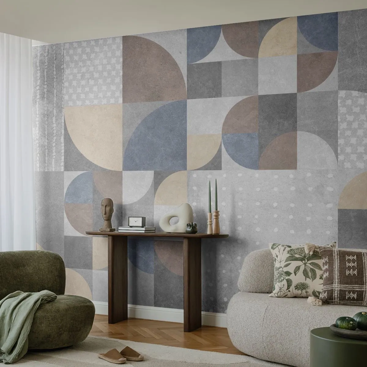 Papier Peint Autocollant Deluxe Sticker - Fantaisie de la céramique - Abstraction, Morceau, Motif géométrique - 250x175 cm