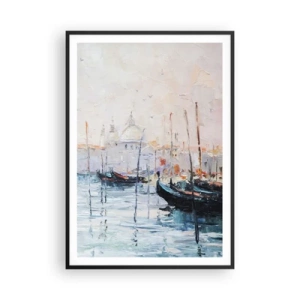Affiche dans un cadre noir - Poster - Derrière l'eau, derrière le brouillard - 70x100 cm