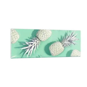 Impression sur verre - Image sur verre - Ananas blancs sur fond pastel dans un style minimaliste - 140x50cm - Ils se combinent très bien avec la menthe - Décoration murale moderne pour le salon et la chambre ARTTOR