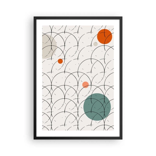 Affiche dans un cadre noir - Poster - Abstraction géométrique moderne aux accents colorés - 50x70cm - Dans l'esprit pop art - Décoration murale moderne pour le salon et la chambre ARTTOR